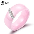 Женское керамическое кольцо с кристаллом, уникальное обручальное кольцо с фианитом, с гладкой поверхностью белого и черного цвета, 68 мм