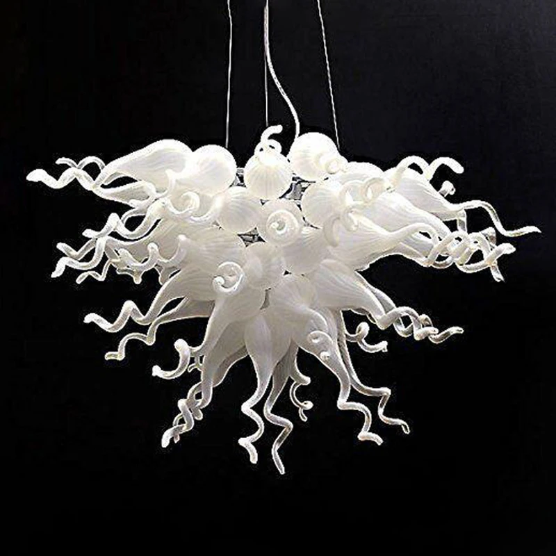 

Cheap Hand Blown Glass Chandelier Modern White Pendant Lamps Italy Design Customize Glass Hanging LED Lighting for Art Deco
