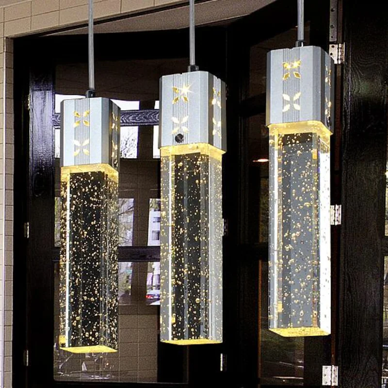 

New Modern Led Crystal Chandelier 3-Head Bulb Column Chandelier Pyramid Transparent Chandelier