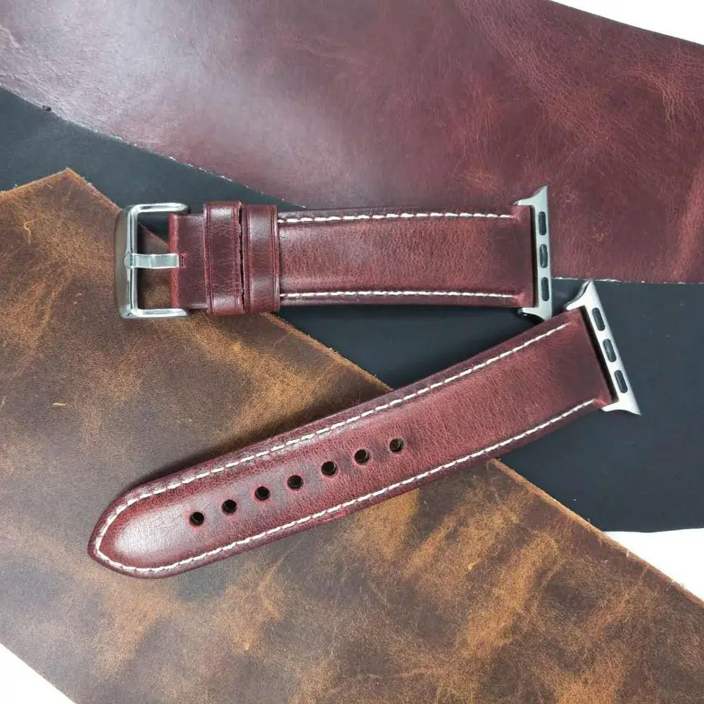 Genuine leather loop strap for apple watch band 42mm 44mm 4/5 38mm 40mm iwatch 3/2/1 replacement bracelet | Наручные часы