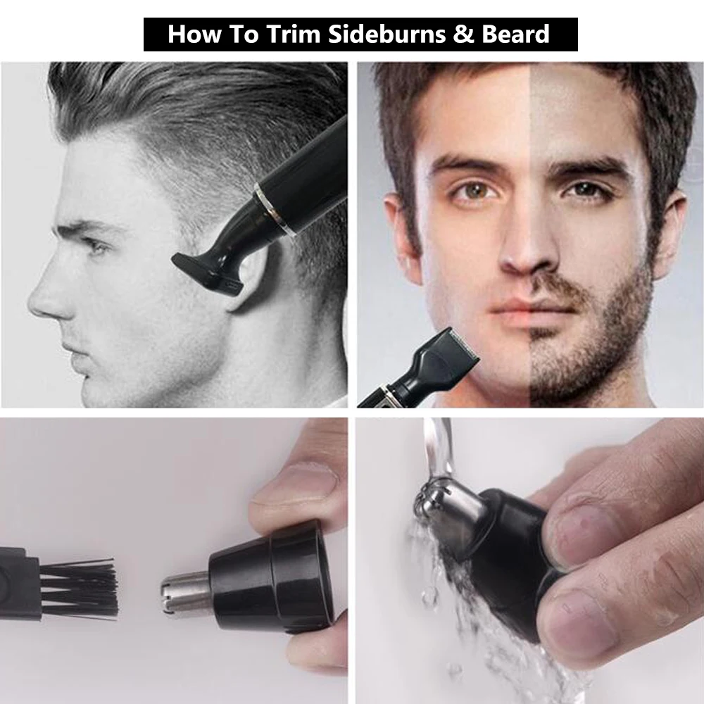 

4 in 1 Electric Nose Hair Trimmer Kit USB Rechargeable Facial Hair Grooming Set Ear Hair Sideburns Eyebrow Trimmer Shaver Tools
