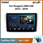 Мультимедийная магнитола 2DIN, 8 ядер, 6 ГБ + 128 Гб, Android 11, для Peugeot 2008 208 2012-2018, видеоплеер, GPS, Carplay, без DVD