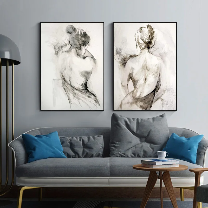 Винтажная картина маслом на спине для женщин черные и белые постеры принты