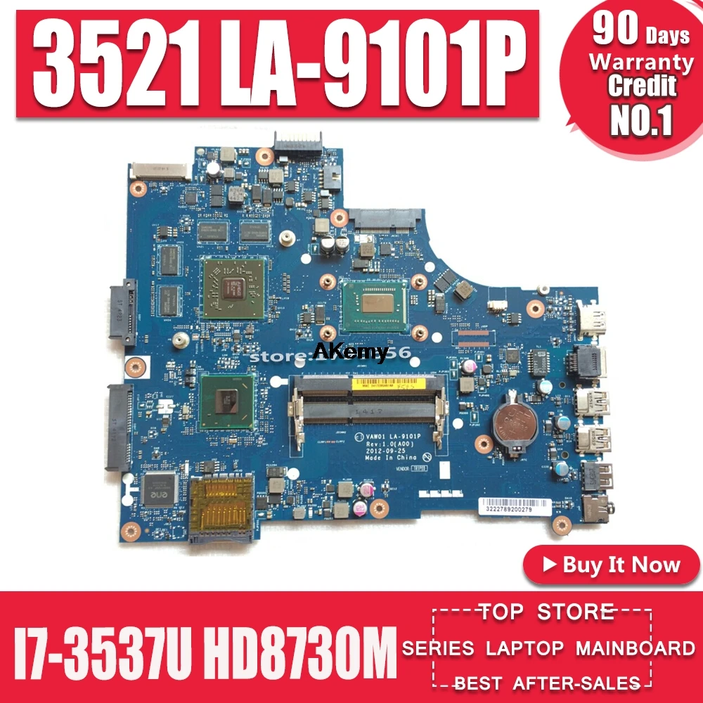 Материнская плата для ноутбука dell inspiron 3521 5521 V2521 LA-9101P CN-00P55V 00P55V 0P55V с процессором I7-3537U и графическим процессором HD8730M 2 Гб