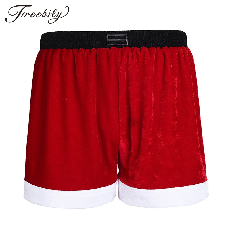 

Красный фланелевый костюм Санта-Клауса для косплея, сексуальное нижнее белье для мужчин, трусы-боксеры на Рождество