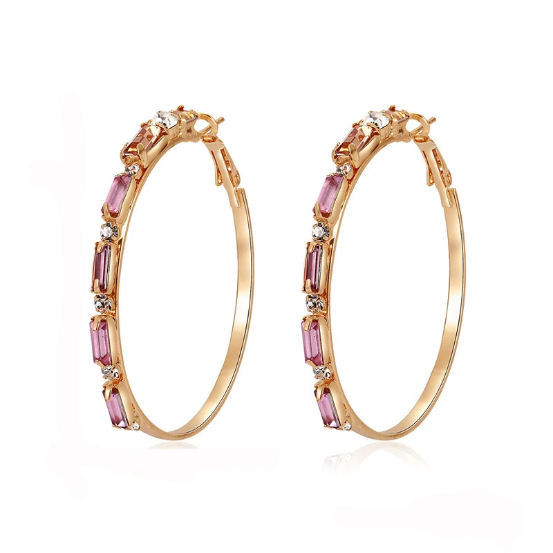 NJ мода новый большой круг золотые серьги кольца цветок для женщин стимпанк