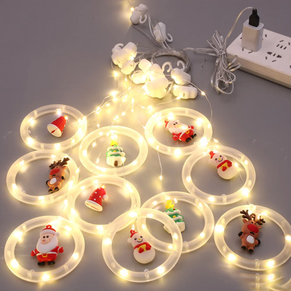 

Рождественская светодиодная гирлянда, украшения с питанием от USB, праздничное украшение Санта-Клауса, гирлянда, сказочные лампы, украшение ...