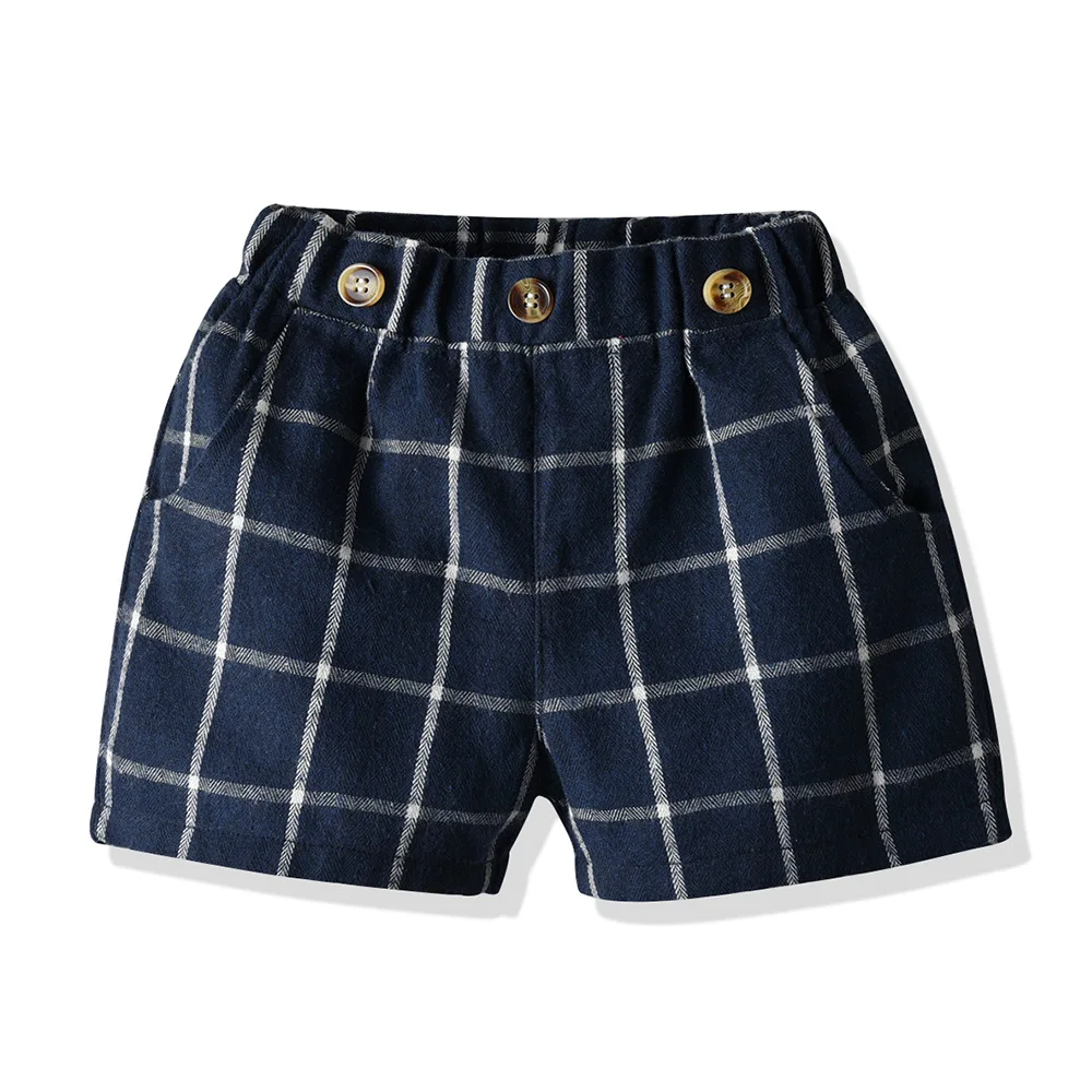 

2021 Summer Baby Boys Clothes Set Newborn Infant Formal Clothing Bow Shirts Plaid Shorts Suits Baby Boys Birthday Wedding Outfit