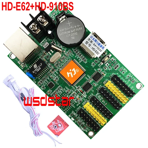 HD-E62 + HD-910BS датчик яркости 1024*64 4 * HUB12 &amp 2 HUB08 E62 USB Одиночная и двухцветсветодиодный