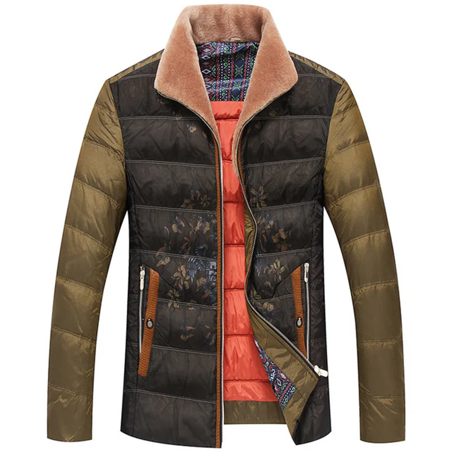 

Куртка пуховая Новая зимняя мужская модная короткая куртка пуховик с меховым воротником