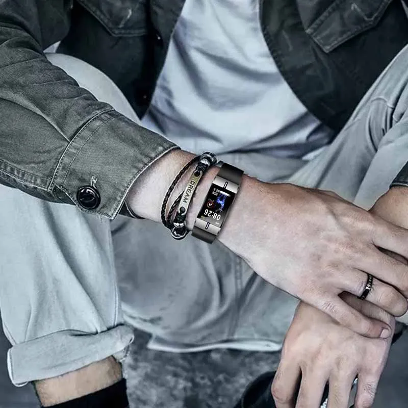 Мужские часы умный браслет с монитором сердечного ритма ЭКГ + PPG измеритель