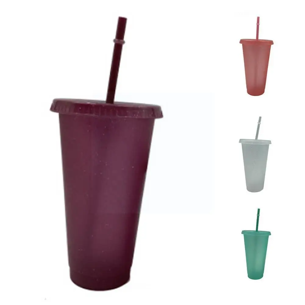 

700ML Flash Powder Water Bottle With Straw School Sport Christmas Water Mugs Cups Gifts Drinkware Tea Coffee Bottles Juice U1C0