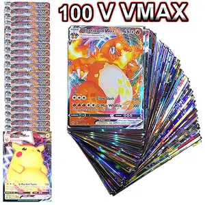 100pcs pokemons v vmax shining card takara tomy playing cards game tag battle carte trading collection children toy free global shipping