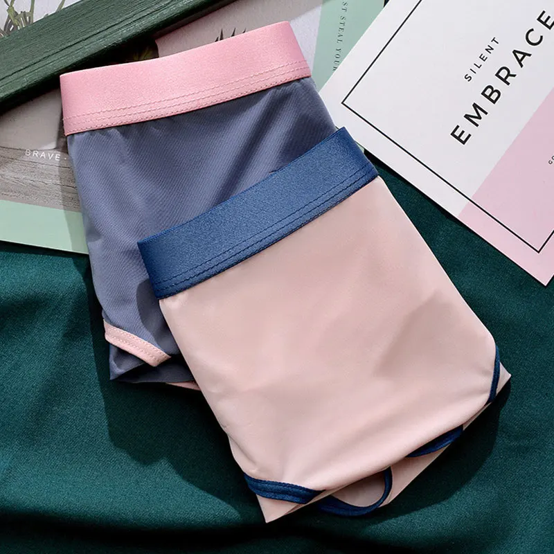 

Couple Underwear Briefs Panties Ice Silk Lovers Underpants High Quality Breathable Soft Lingerie Fo Summer Wear 2021 New Arrival