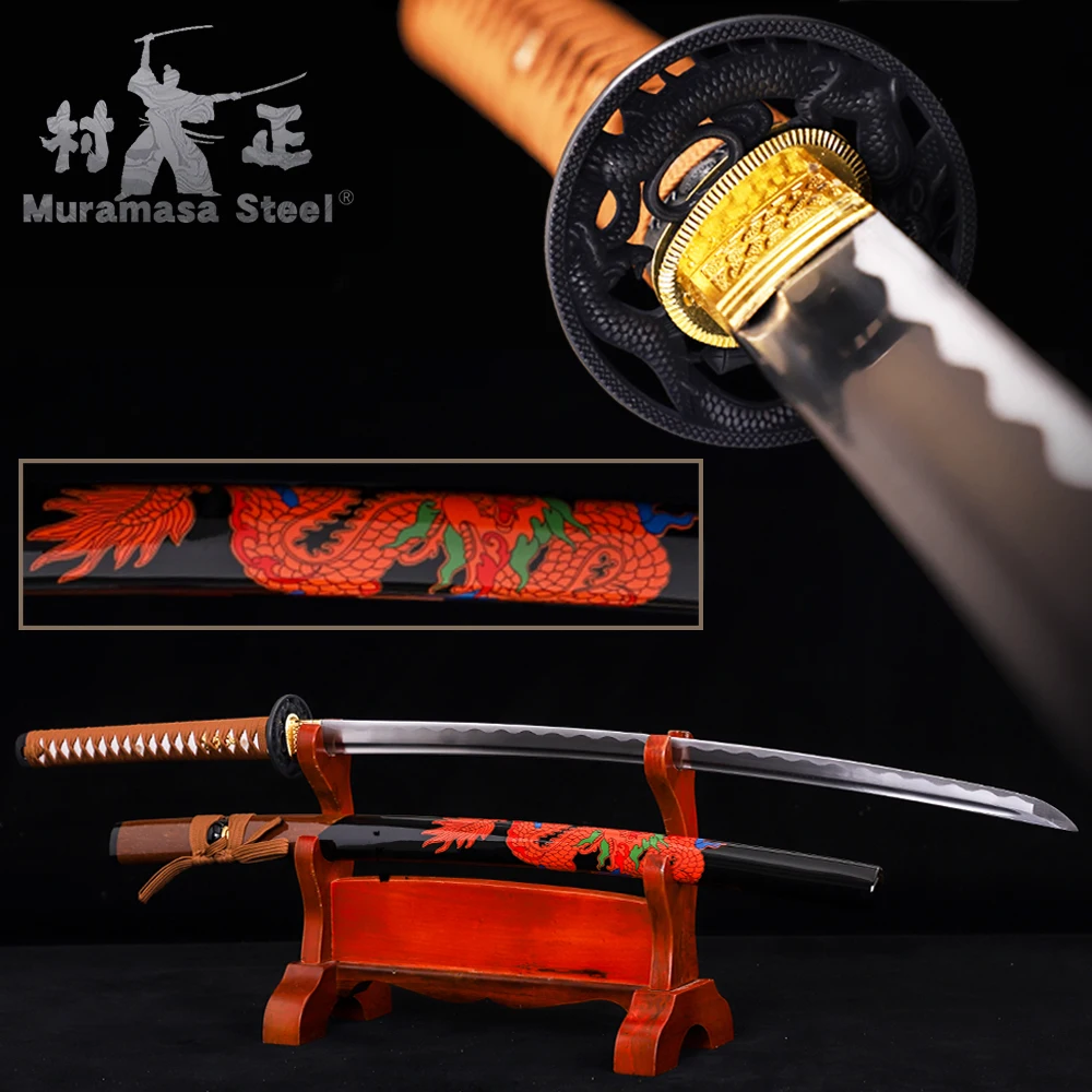 

Цветная Saya с рисунком дракона-лезвие из углеродистой стали 1045, бритва с полным покрытием, острый цвет, украшение для дома-коричневый