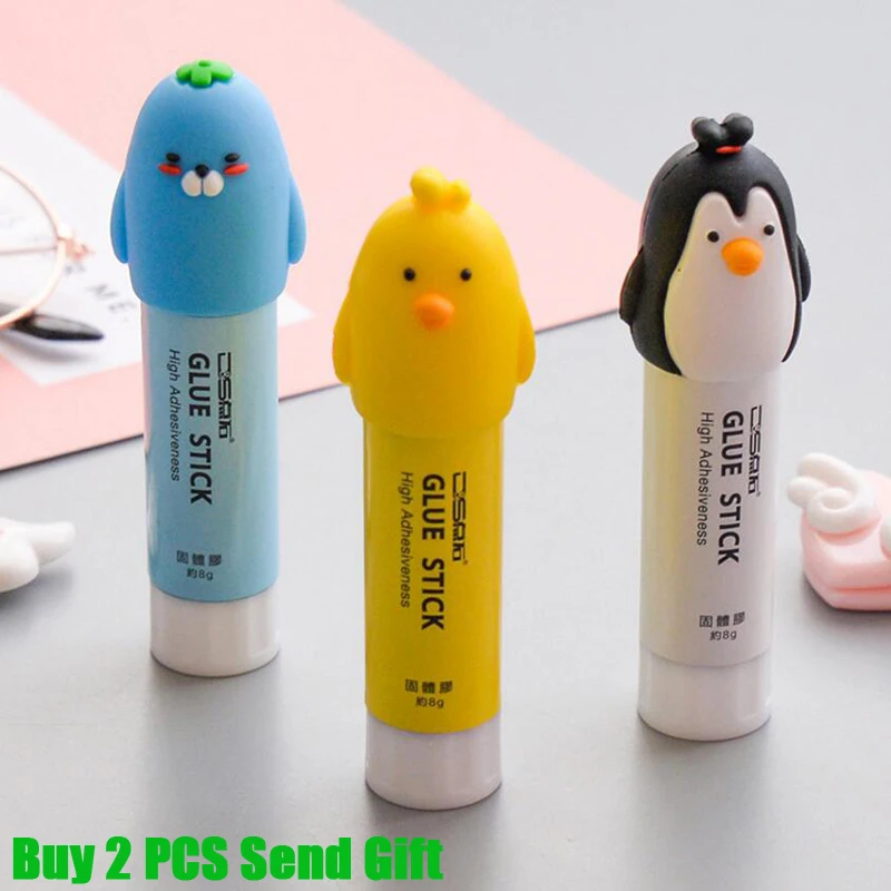 Высококачественная Милая мультяшная школьная однотонная клейкая палочка