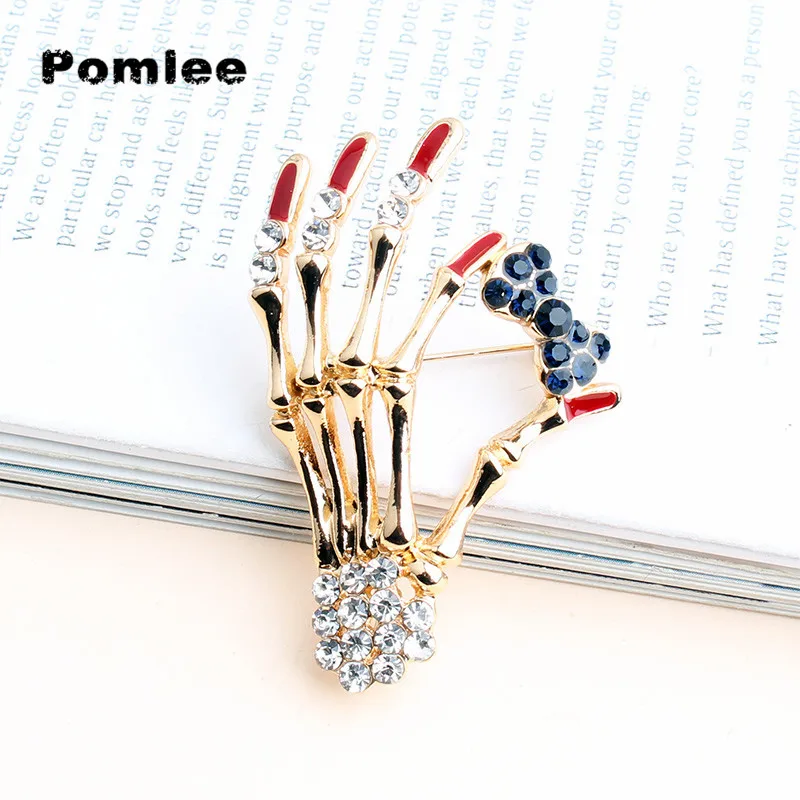 Pomlee 2021New поступление черепа ручной работы с бантом брошь унисекс Заколка Для