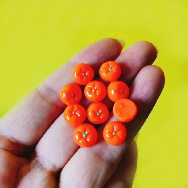 10 flat back orange 10 шт. яблоко лимон Тыква банан помидор/Кукольный дом/миниатюры фрукты/милый/Сказочный Садовый Гном/мох Декор террариума/модель/фигурка - Цвет: 10 flat back orange
