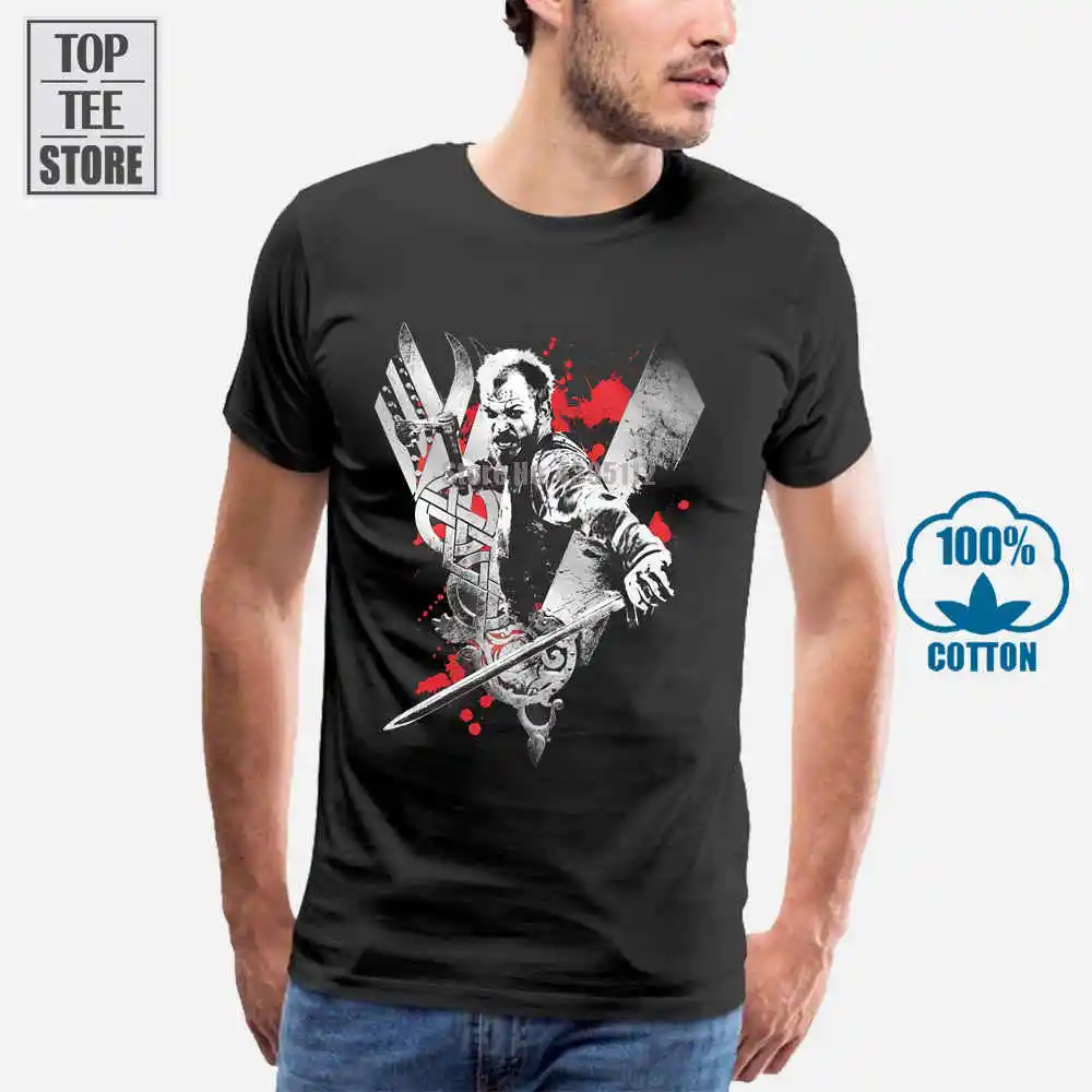 Футболка Vikings Floki Ragnar Lothbrok Мужская черная футболка для ТВ шоу с историей Sm 4Xl|tv