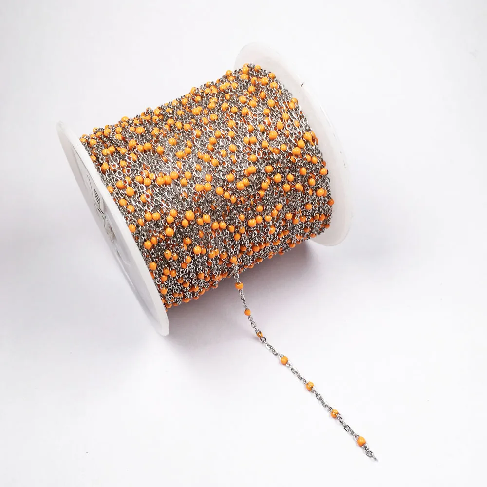 Натуральная цепочка из полудрагоценного камня, ручная работа, под падающее масло, для изготовления ожерелий, браслетов и сережек DIY 1 м/группа 2 мм.