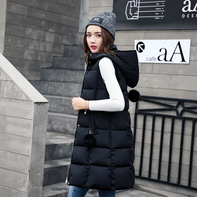 Жилет женский зимний с капюшоном жилет Повседневная куртка толстый без рукавов