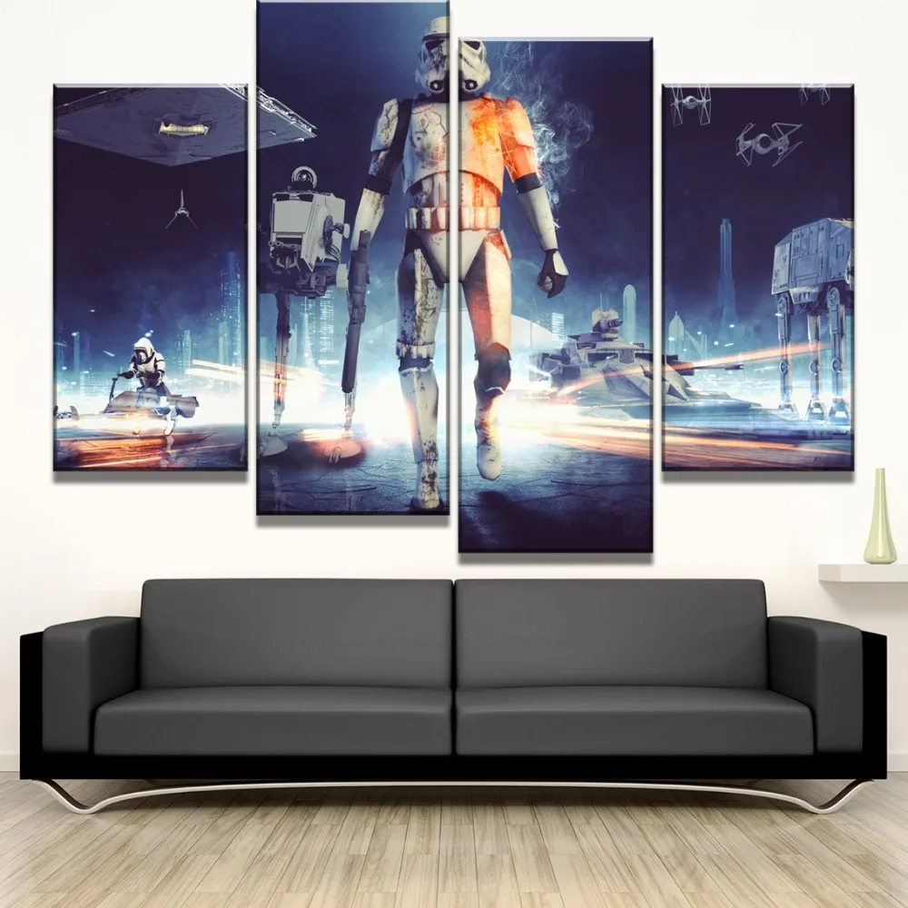 Модульные картины на стену HD печать 4 шт. Звездные войны холст фильм Живопись