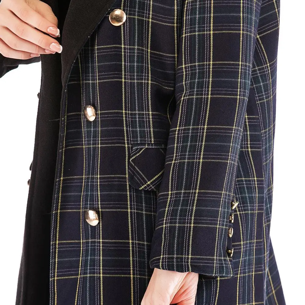 

2019 Coat Women Wool Plus Size Autumn Winter Patchwork Splice Lapel Long Sleeve Button Coat Cashmere Woolen Coat Winter