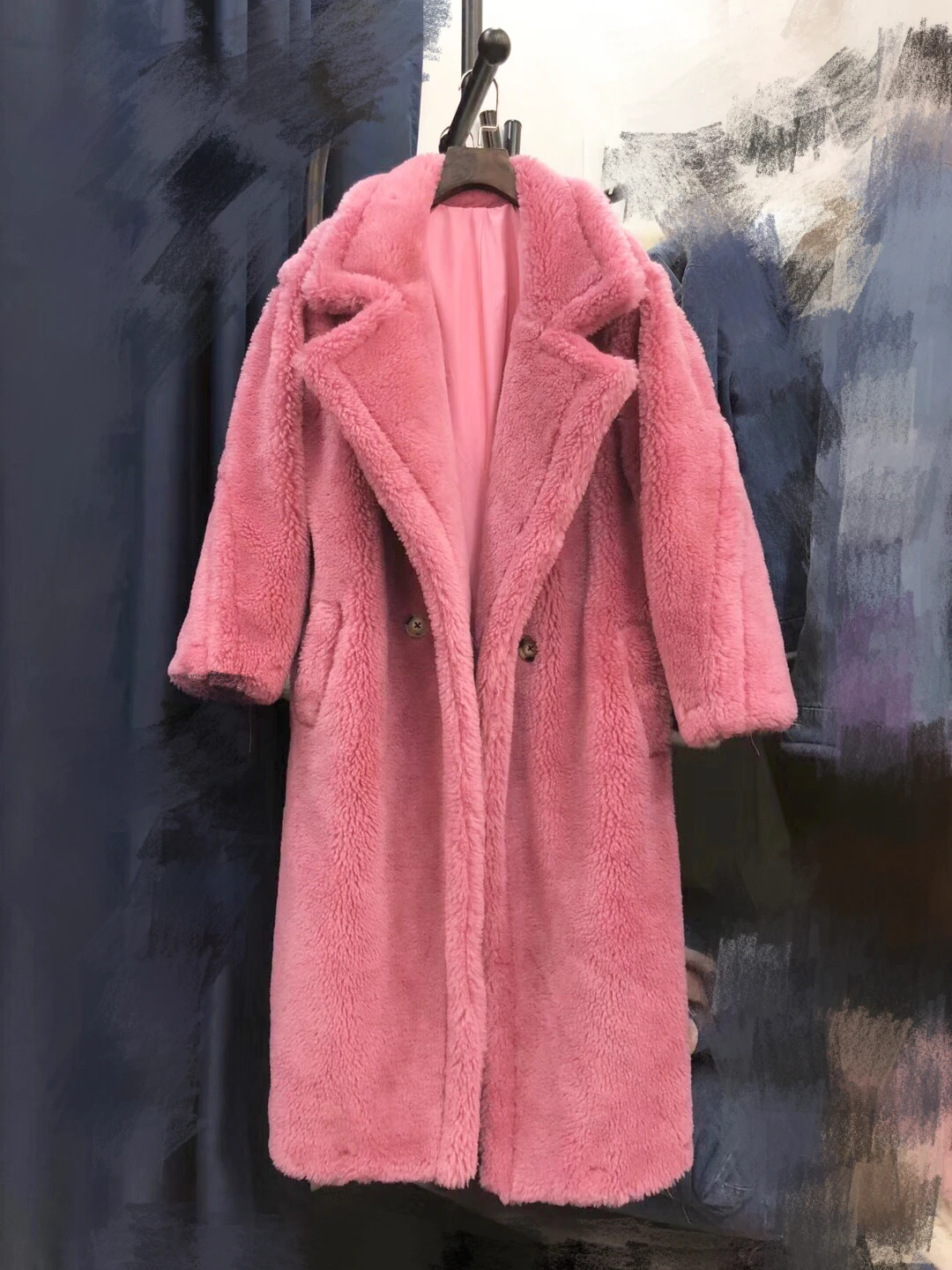 

2020 New Women Winter Teddy Bear Real Fur Coat Lady Long Sleeve Loose Furry Warm Thick Natural Sheep Shearing Long Overcoat S28