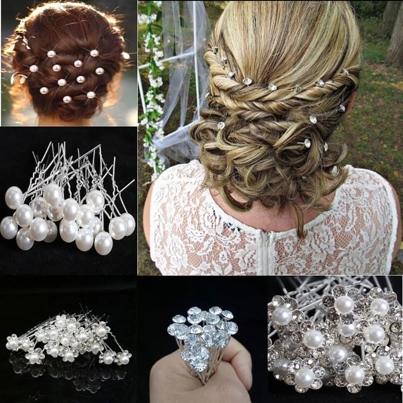 

20pcs pearl crystal wedding hair bridal flower hair decoration woman bride ornament hairdressing decoration tool