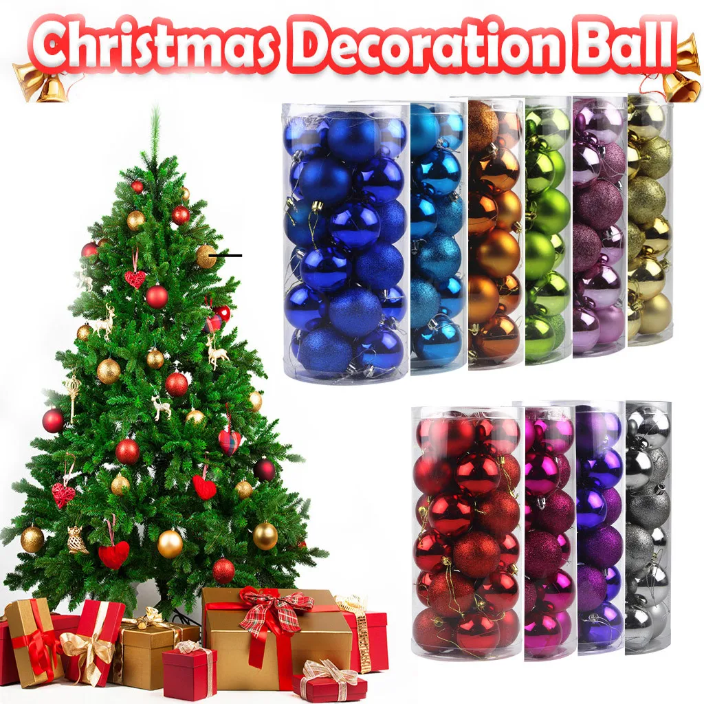 

24Pcs Christmas Xmas Tree Hanging Balls 6CM Baubles New Year Party Xmas Tree Decorations Hanging Ornament Decor Home Gifts