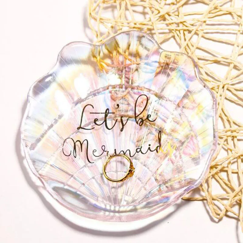 Креативная тарелка в форме стеклянной раковины закуска Русалочка десертная