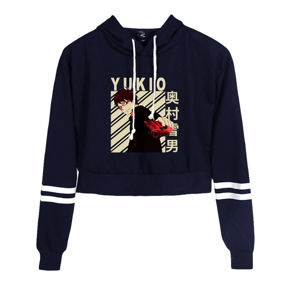 

3D printBlue Exorcist Hoodie Female Long Sleeve Navel Cropped Hoodie Women's Pullover Casual Streetwear Anime Fashion Clothes