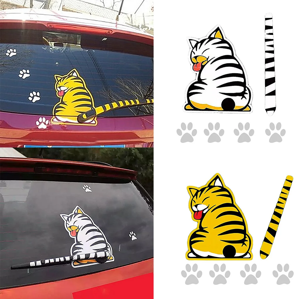 

Christmas new cute cat pattern car rear window can swing wiper sticker self-adhesive animal decal art decoration supplies