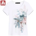 Женский хлопковый топ с коротким рукавом, элегантный цветочный рисунок, 2021, 5XL, футболка с вышивкой