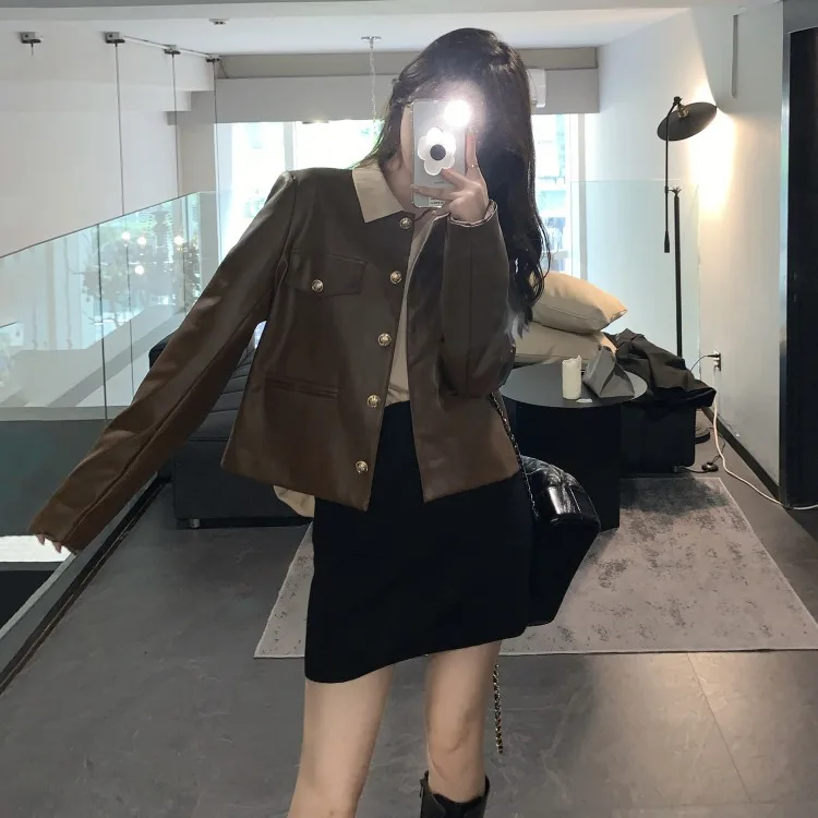 

Пальто женское кожаное, винтажная Свободная куртка в стиле порта, мотоциклетный Топ, осень