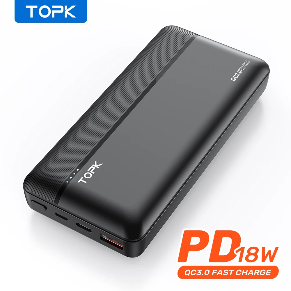 TOPK I2015P 18 Вт PD Power Bank 20000 мАч быстрое зарядное устройство для телефона LED