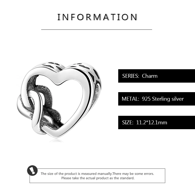 Hollow out 925 Sterling Silver Infinity symbol and love Heart Charms for Jewelry Making fit Original DIY Bracelet | Украшения и