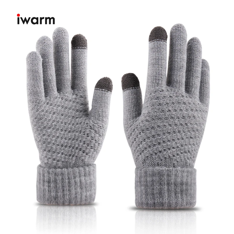 Iwarm перчатки для сенсорного экрана осень зима женские вязаные улицы теплые
