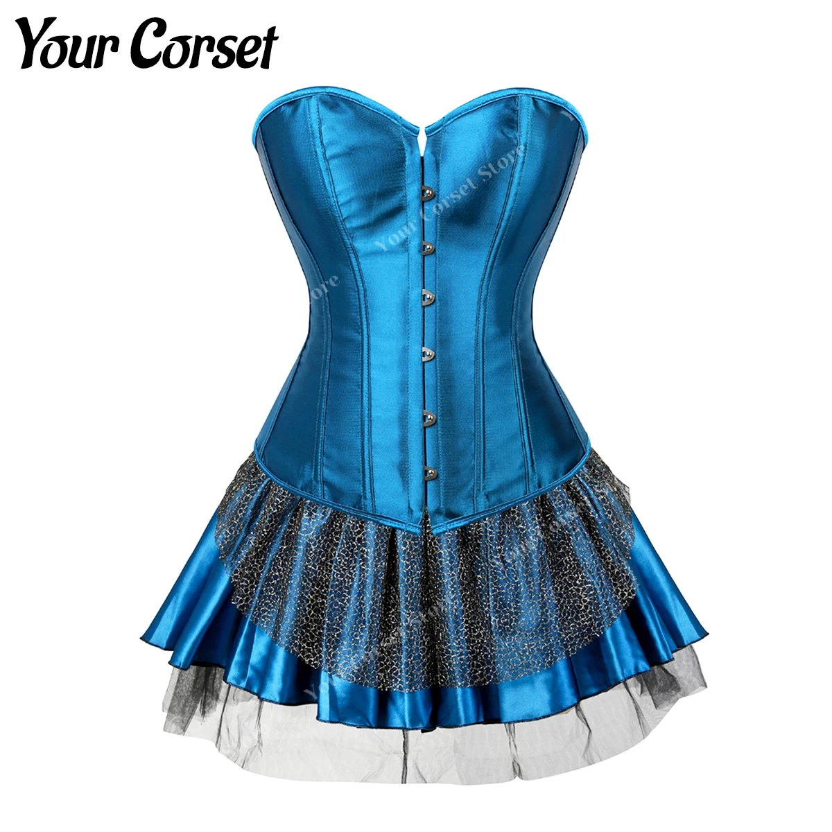 Peacock Blue Corset Top Tutu Skirt Peakcock Costume Blue Corset Dress Satin Bustier Corsets Lingerie for Women Plus Size
