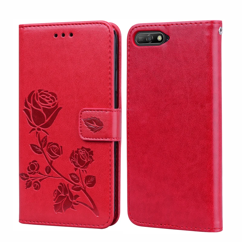 

Rose Flower Leather Case For Huawei Honor 7A Pro Flip Cover Coque Funda PU Leather Wallet Cover For Huawei Honor 7 A Pro Capas