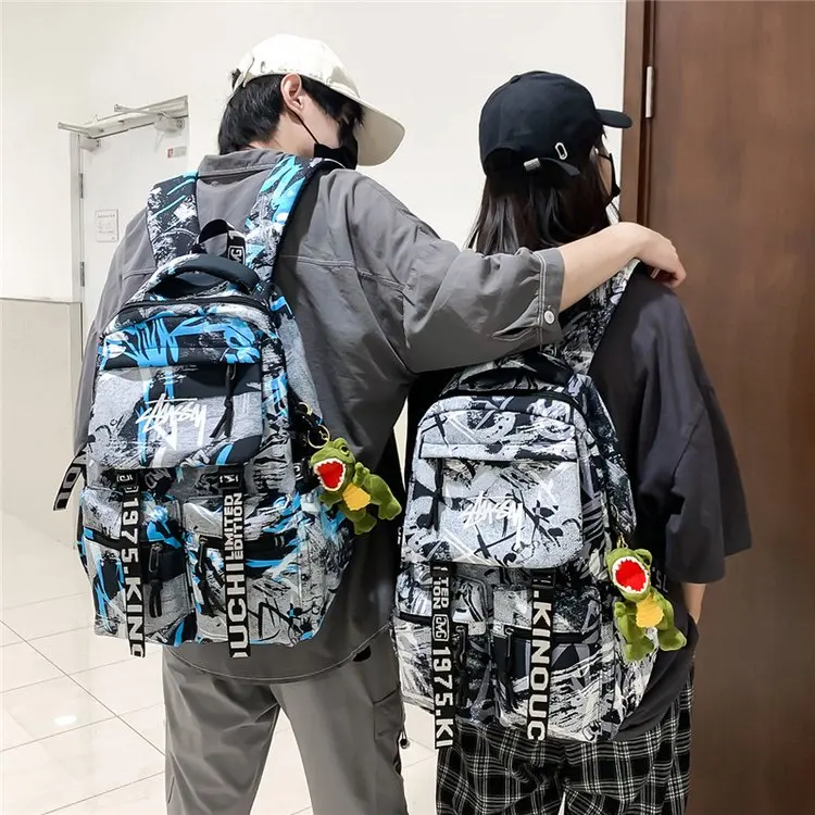 

2021 New Backpack for Men and Women Good Quality Nylon Hip Hop High Street Fashion Fan Young people teenager student schoolbag