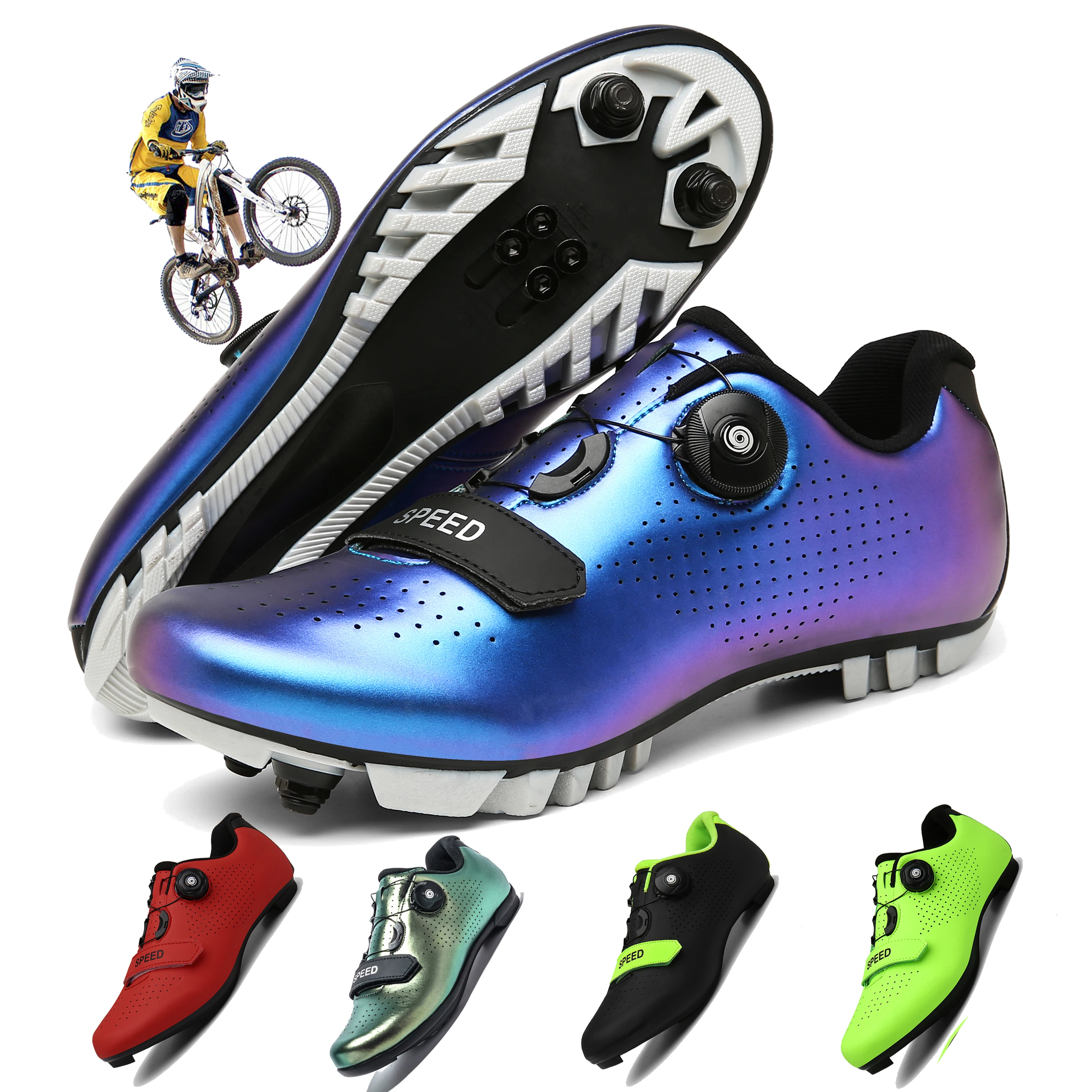 

Ultralight Self-Locking Cycling Shoes MTB Professional Cleat Shoes SPD Pedal Racing Road Bike Flat Shoes Bicycle Sneakers Unisex