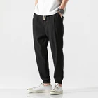 Мужские брюки из хлопка и льна, уличная одежда, джоггеры, брюки, мужская мода 2020 весна лето, однотонные шаровары, мужские брюки большого размера 5XL