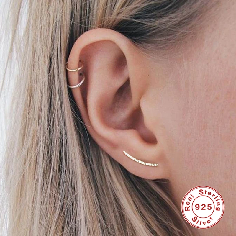 

Aide 925 Sterling Silver Rainbow Zircon Plata Earrings Stud Earings for Women Simple Gold Silver Color Fashion Fine Jewelry Gift