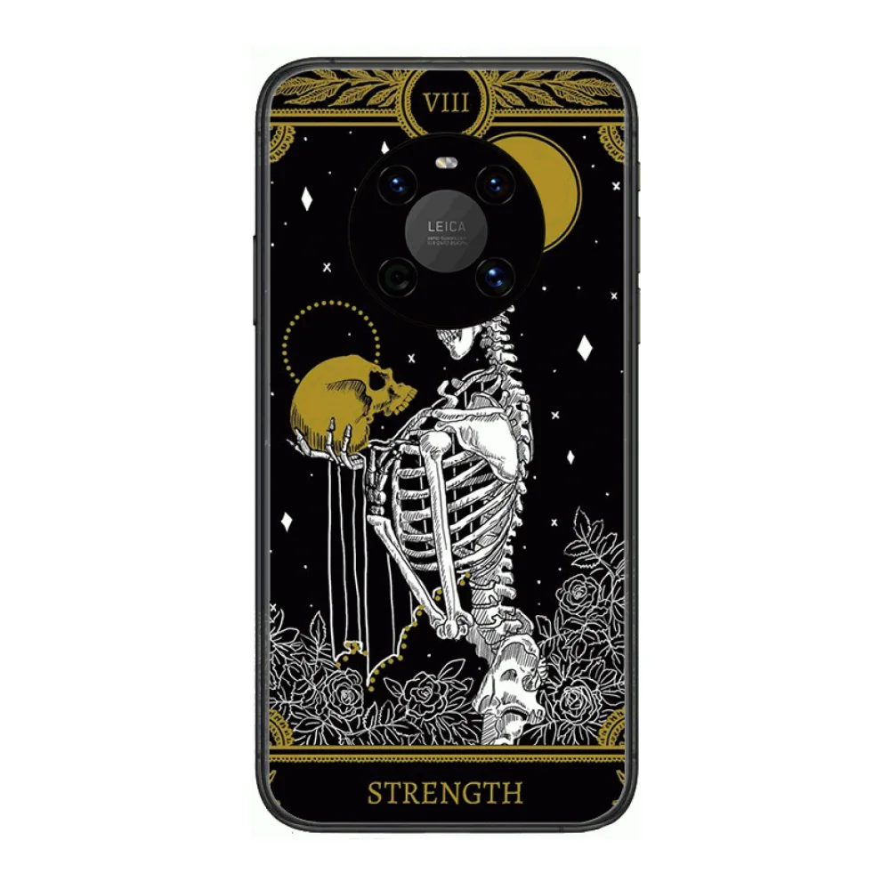

Witch cat moon tarot totem Phone Case For Huawei mate 30 10 20 40 Lite Smart Z Pro Black Etui 3D Coque Painting Hoesjes case