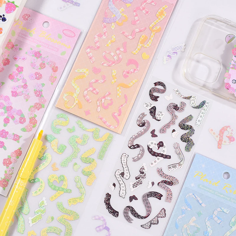 

Ribbon Sticker Aesthetic Korean Ins Glitter Sticker Journal Scrapbooking K-pop Album Decor School Office Supplies Stationery
