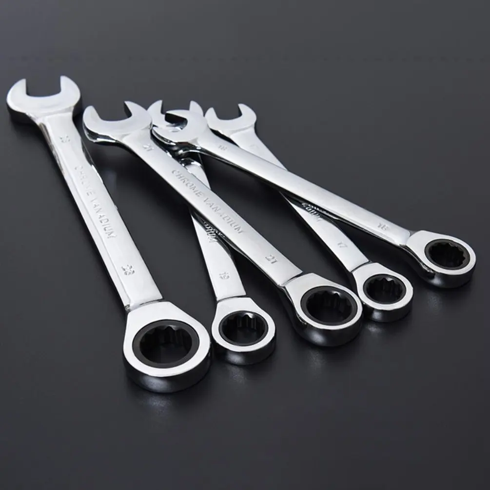 

6-24Mm Mirror Ratchet Combination Wrench Dual-Purpose Ratchet Wrench 72-Tooth Auto Repair Wrench Metal