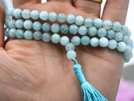 +++317 6mm stone Buddhist Natural new 108 Prayer Beads Mala Bracelet Necklace |