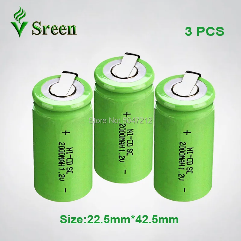 С никелевым листом DIY to Subc перезаряжаемые пакеты батарей электронный аккумулятор SC 2000mAh 1,2 V NI-CD аккумуляторная батарея