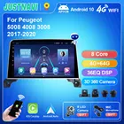 Автомобильный радиоприемник JUSTNAVI 2Din Android10.0 для Peugeot 5008 4008 3008 2017-2020, GPS-навигация, стереоприемник, автомобильный радиоприемник, IGO